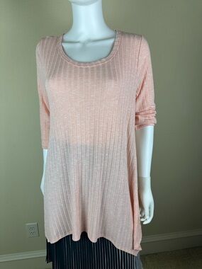 mittoshop Peach Ribbed Scoop Neck Tunic